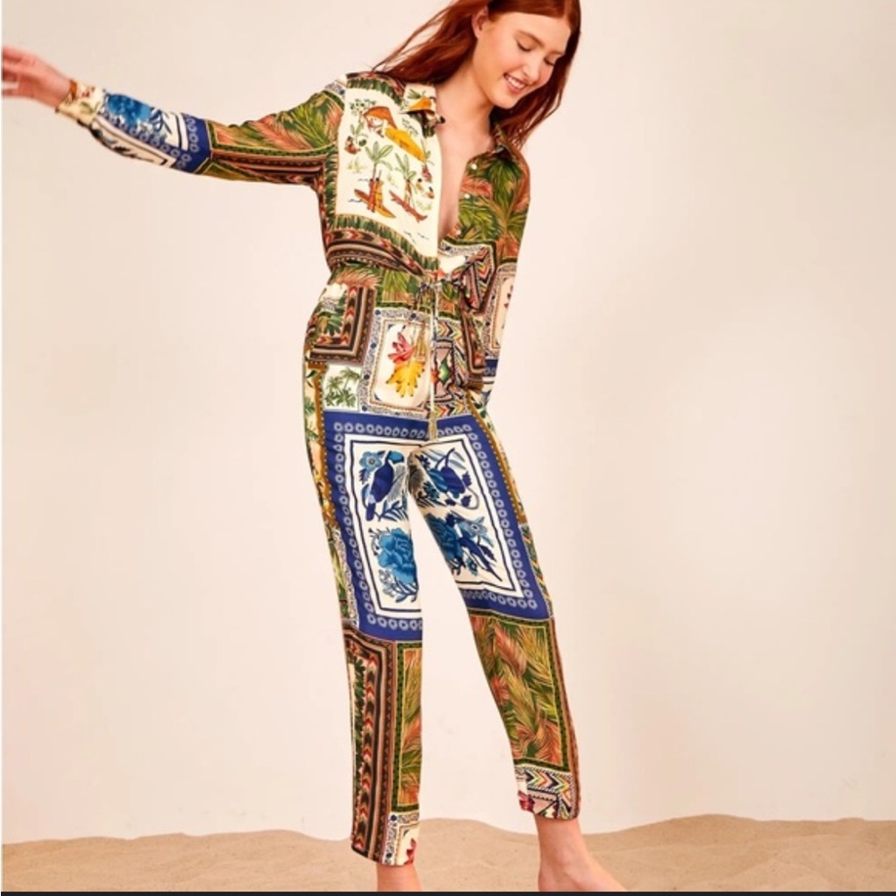 Farm Rio Multi Colored Mixed Scarf Pants - Picture 2 of 7